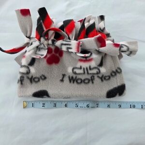 Fleece Open Style Hat with Red and Black Paw Print
